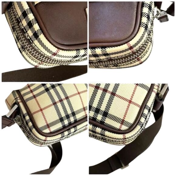 BURBERRY Nova Check Canvas Leather Crossbody Shoulder Bag 💼 - Picture 11 of 15